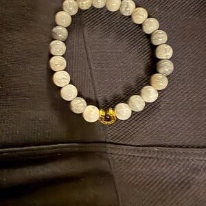Elegant Marble Bead Bracelet with Gold Horseshoe Accent Never Worn